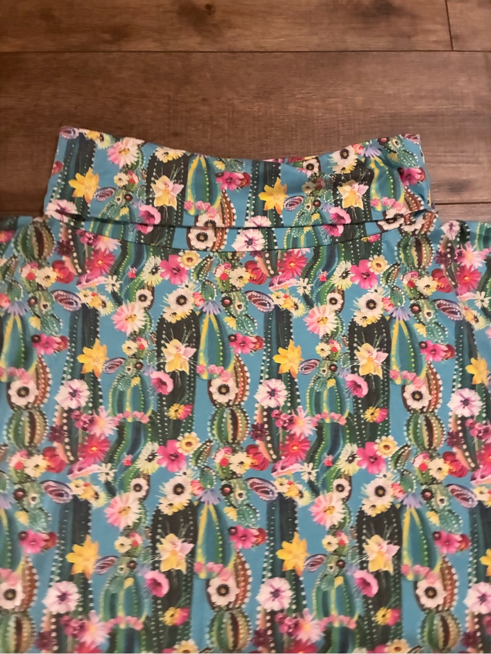 Lucky & Blessed Teal Floral Cactus Print Tunic